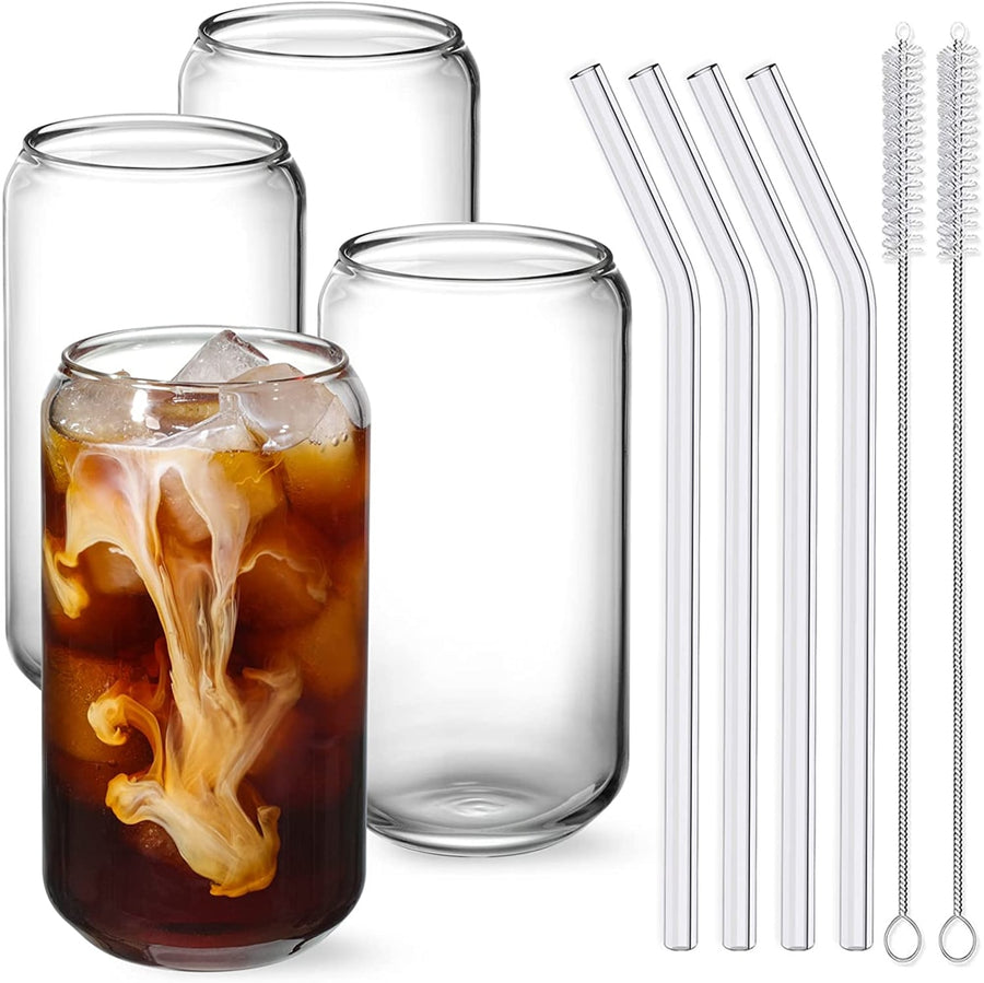 Zen Again Glass Cups with Lid and straw